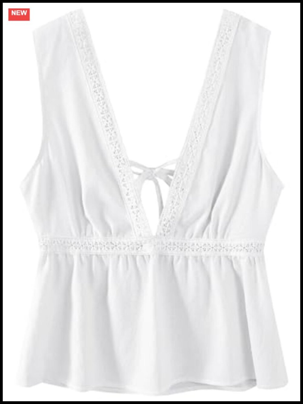 Women's Tie Backless Peplum Tank Top Deep V Neck Babydoll Top